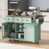 NicBex 3 Drawer Rolling Kitchen Island Cart with 3 Cabinets and Drop Leaf,Kitchen Island on Wheels with 2 Racks,Modern Island Table for Kitchen - 2 of 4