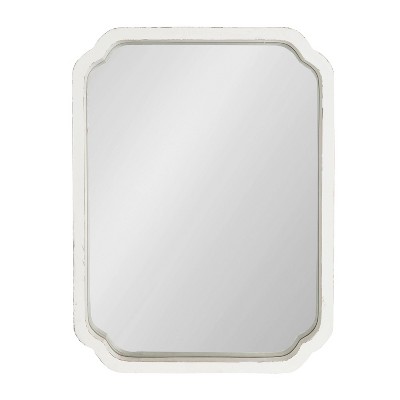White Rectangular Solid Wood Bathroom Vanity Mirror