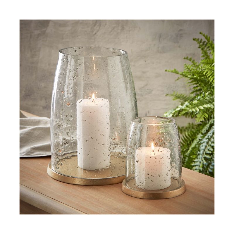 TAG Pebble Clear Glass Hurricane Pillar Candle Holder Small, 5.0L x 5.0W x 5.5H Inches, 2 of 3
