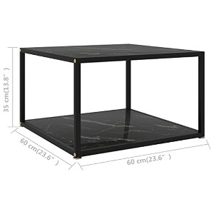 vidaXL Coffee Table Black Tempered Glass 23.6 x 23.6 x 13.8 in Square - 1 of 1