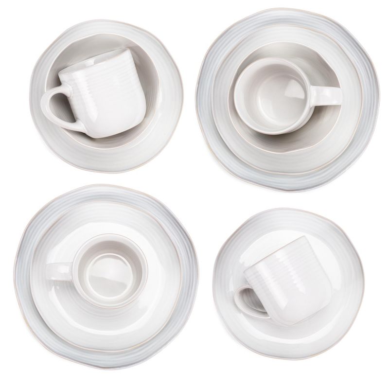 Elanze Designs 16-Piece Reactive Glaze Ceramic Stoneware Dinnerware - Service for 4, Classic White, 3 of 7