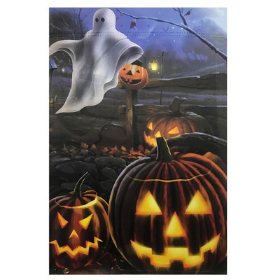 Northlight Pumpkins and Ghost Spooky Halloween Outdoor Garden Flag 28" x 40"