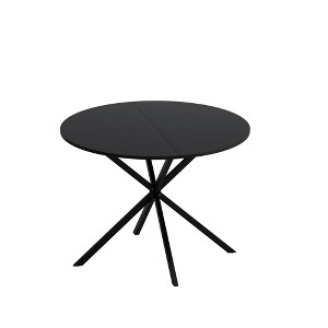 NicBex Modern Round Dining Table with Two Piece Removable Top and Cross Leg,Off-White/Black/White - 1 of 4