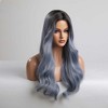 Jessie's Wig 28 Inch Wavy Bang Synthetic Wigs Ombre Blue With Dark Roots 1 Pc/Pack - 2 of 4