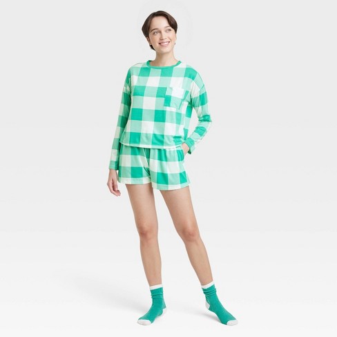 Women's 3pc Socks And Pajama Set - Colsie™ Green M : Target