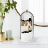 BRINJOY Vanity Makeup Brushes Holder Toothbrush Holders with Sliding Lid, Rotating 3 Slots Bathroom Organizer Countertop - 2 of 4