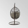 Layla Wicker Hanging Basket Chair Khaki - Christopher Knight Home: Outdoor Swing with Cushion & Steel Stand - 3 of 4