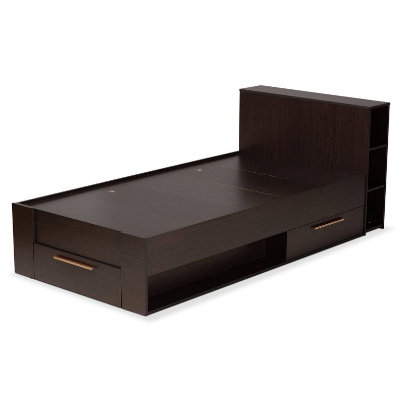 Twin Carlson Wood 3 Drawer Platform Storage Bed Espresso Brown - Baxton Studio, 5 of 13