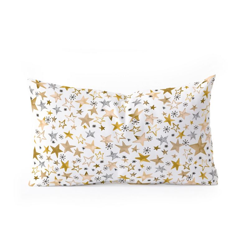 Ninola Design Winter stars holiday gold Oblong Throw Pillow - Society6, 1 of 3