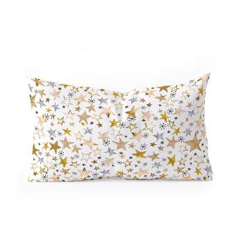 Ninola Design Winter stars holiday gold Oblong Throw Pillow - Society6