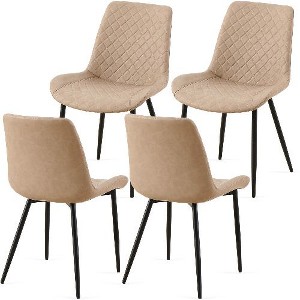 Kumasinova Set of 4 Modern Leathaire Upholstered Dining Chairs, Metal Leg Kitchen Chairs with Cushioned Seats, High Back Armless Side Chair - 1 of 4