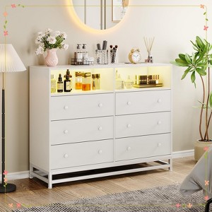 Dresser for Bedroom, Wood Dresser with Charging Station and LED Lights - 1 of 4
