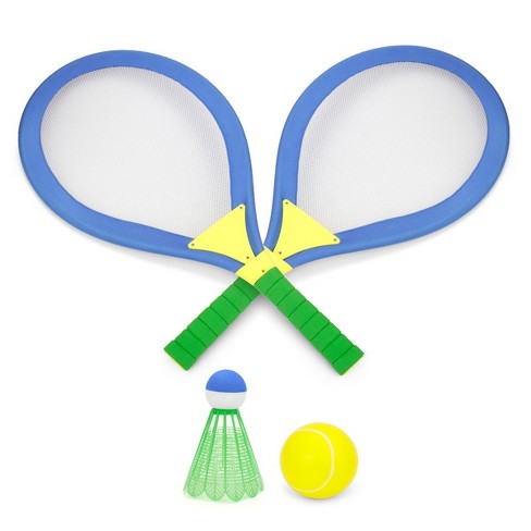 Costway Portable Badminton Set with 2 Shuttlecocks Badminton Rackets  Outdoor Sport Game Set