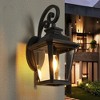 Gulches Outdoor Wall Lights - Vintage Black Lanterns with Decorative Scroll Design & Clear Glass, 14"-21" for Porch and Garden, 2-Pack - 3 of 4