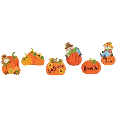 Collections Etc Harvest Scarecrow and Pumpkins Garden Stakes - Set of 6 NO SIZE