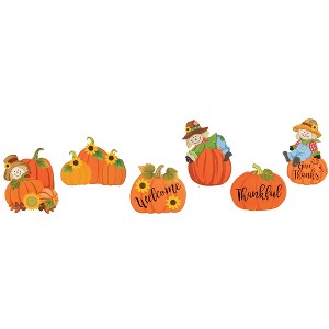 Collections Etc Harvest Scarecrow and Pumpkins Garden Stakes - Set of 6 NO SIZE - 1 of 2