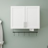 OUTSUPPLY Bathroom Wall Cabinet with Adjustable Shelf, Towel Bar, 5 Hooks, Over the Toilet Storage Cabinet for Bathroom, Kitchen - 2 of 4