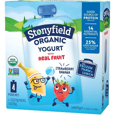 Stonyfield Organic Kids' Strawberry Banana Yogurt - 4ct/3.5oz Pouches