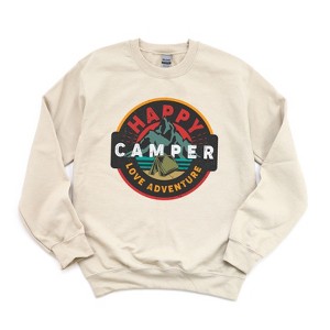 Simply Sage Market Women's Happy Camper Badge Gildan Sweatshirt - 1 of 2