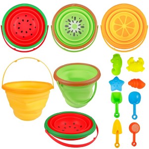 Garvee Beach Sand Toys Set for Kids, Silicone Collapsible Beach Bucket Travel Beach Toys,2.5L 3PCS - 1 of 4