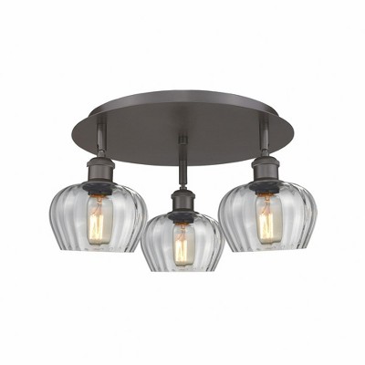 Fenton - 3 Light Flush Mount In Art Deco Style-8 Inches Tall and 18.25 Inches Wide