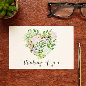 Pipilo Press 48-Pack Blank Thinking Of You Postcards, Heart and Succulents Design (6 x 4 In) - 1 of 4
