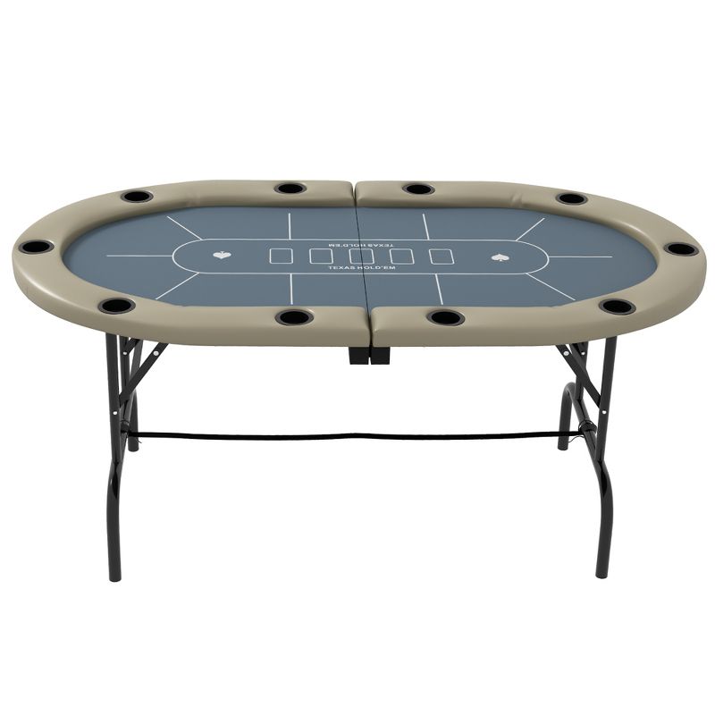 Soozier Foldable Poker Table with Cup Holders, 70" Octagon Blackjack Texas Holdem Game Table, Blue, 5 of 7
