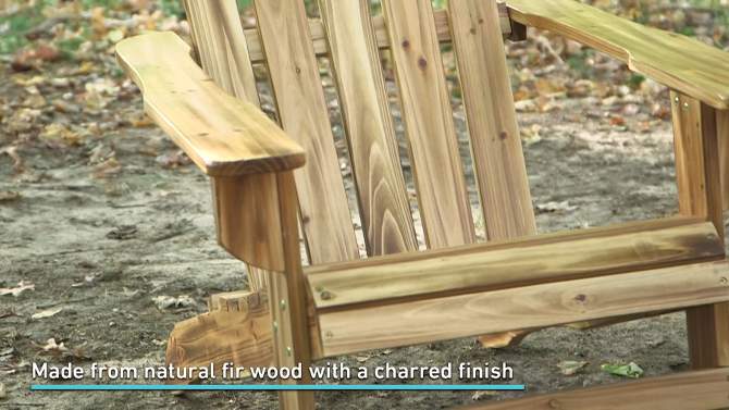 Sunnydaze Outdoor Natural Fir Wood Rustic Lounge Backyard Patio Adirondack Chair - Light Charred Finish, 2 of 10, play video