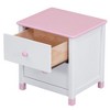 PAGED Upholstered Night Stand Modern Wooden Nightstand with 3 Storage Drawers and Marble Stickers Tabletop for Bedroom - 3 of 4