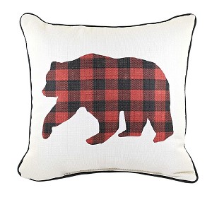 Little Birdie 16.0 Inch Buffalo Check Bear Home Decor Checkered Throw Pillows - 1 of 3
