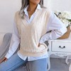 Coolmee Sweater Vest for Women V Neck Sleeveless Hollow Out Loose Pullover Sweater Vest - 4 of 4