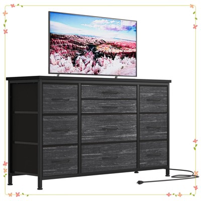 Jojoka Dresser TV Stand, Wide Entertainment Center with 10 Drawers for 55” TV,  Waterproof Wood Top