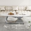 NicBex Modern White Coffee Table with Sintered Stone Tabletop & Unique Steel Base,Marble Oval Center Table for Living Room,Silver 51.2" - 2 of 4