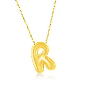 Bella Silver Sterling Silver, Bubble Initial Necklace - Gold Plated - 1 of 2