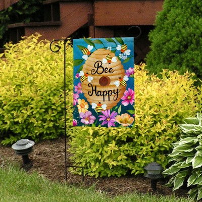 Bee Happy Multicolor Polyester Outdoor Garden Flag 18" x 12.5"