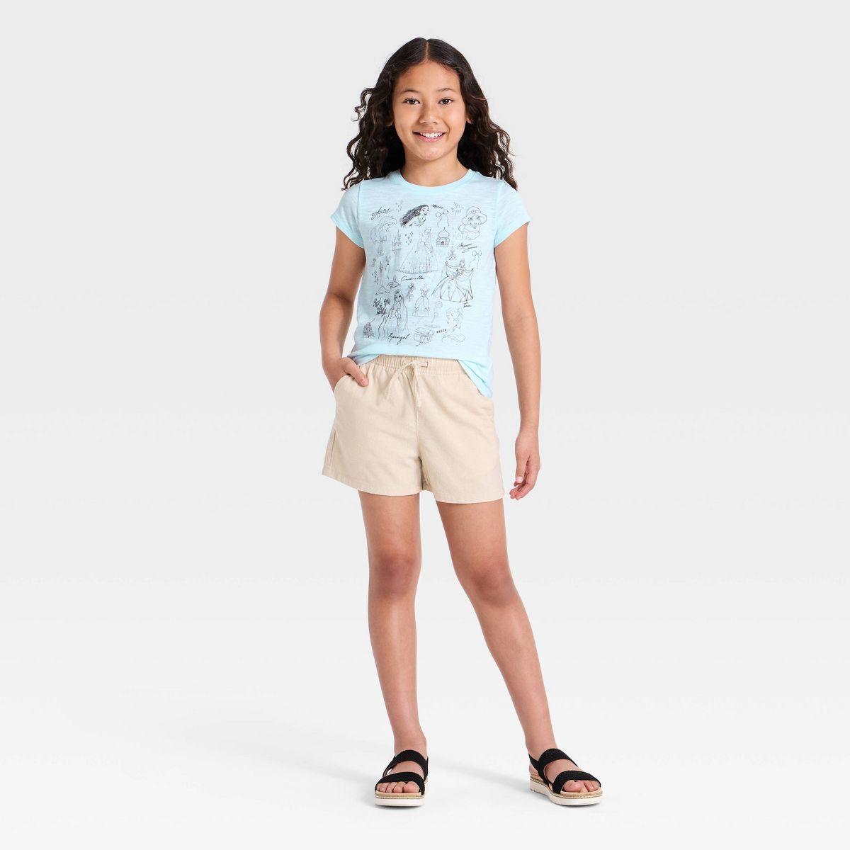 Girls' Disney Princess Heritage Short Sleeve Graphic T-Shirt - Light Blue - thumbnail 4