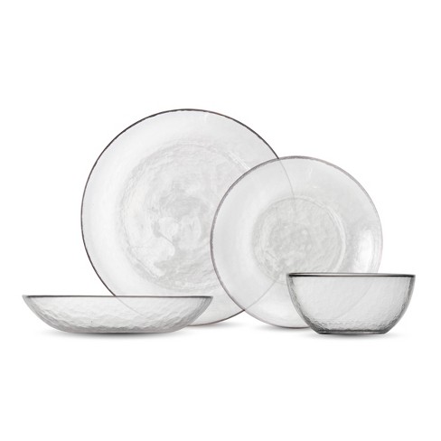 Clear glass outlet dishes set