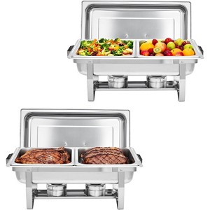 4-Pack Commercial Grade Chafing Dishes - Dual Well Stainless Steel Buffet Warmers for Catering, Weddings, Events & Home Use, Complete Serving Set - 1 of 4