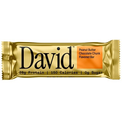 David Protein Bars with 28g Protein - Peanut Butter Chocolate Chunk Flavor - 12ct