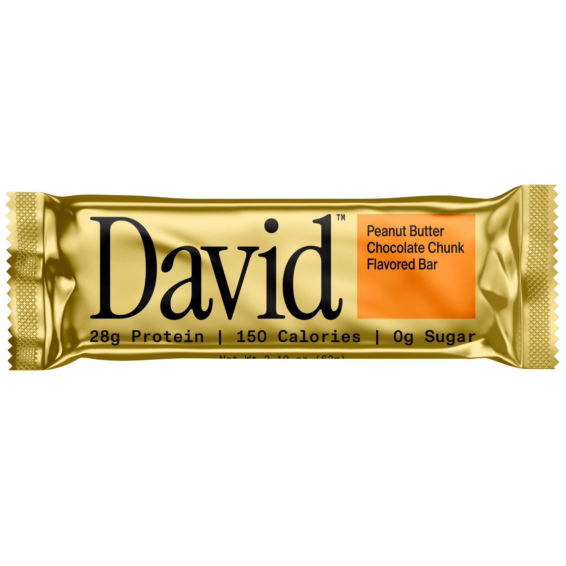 David Protein Bars with 28g Protein - Peanut Butter Chocolate Chunk Flavor - 12ct