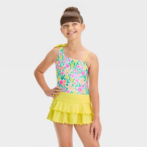 Girls' Easter Floral Printed One Piece Swimsuit Set - Cat & Jack