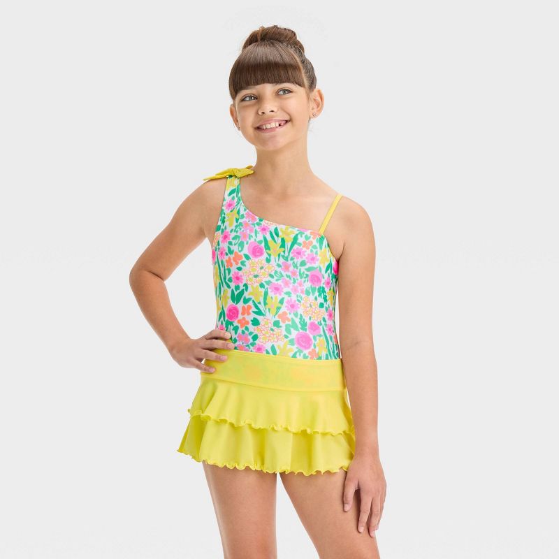 Girls&#39; Easter Floral Printed One Piece Swimsuit Set - Cat &#38; Jack&#8482;, 1 of 6