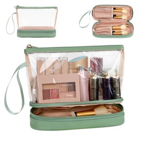 Paaaawaters Stripe Makeup Brush Organizer Bag Travel Make up Bags for Women Double Layer Makeup Pouch for Girls/Women - 1 of 4
