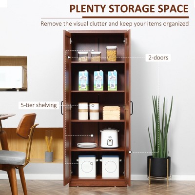 Brown Recessed Panel 63" Tall Kitchen Pantry Storage Cabinet
