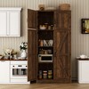 Besiost Farmhouse Kitchen Storage Cabinet with 4 Barn Doors, 71" Tall Kitchen Pantry Cabinet with Shelves - 2 of 4