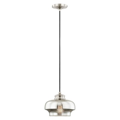 Livex Lighting Art Glass 1 - Light Pendant in  Brushed Nickel