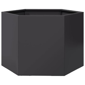 vidaXL Garden Planter Black Steel Medium Planters Garden Planter - 1 of 4