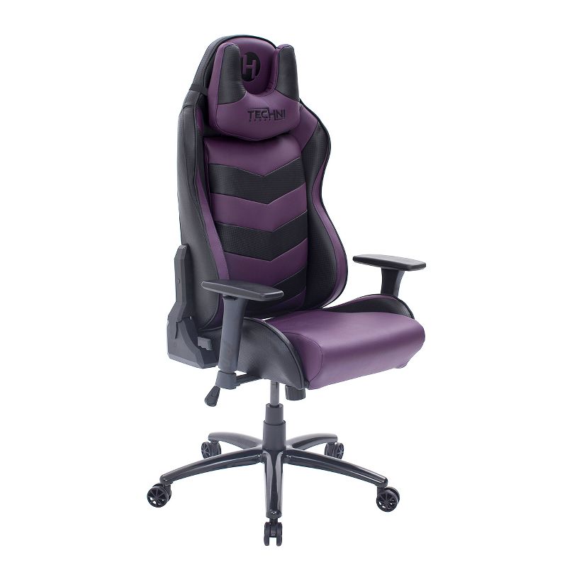 Ergonomic High Back Racer Style Video Gaming Chair Purple/Black - Techni Sport, 1 of 28