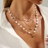 HTUTWOO Gold Heart Pendant Necklace, Faux Pearl Beaded Choker, Layered Necklaces, Stackable Jewelry Gift for women - 2 of 4