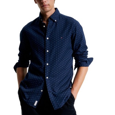 Tommy Hilfiger Mens Brushed Twill Print Button Up Shirt